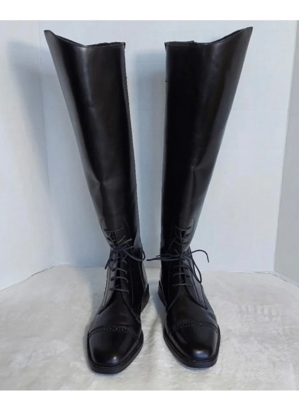 Classic Black Over-the-Knee Lace-Up Boots - Picture 15 of 15